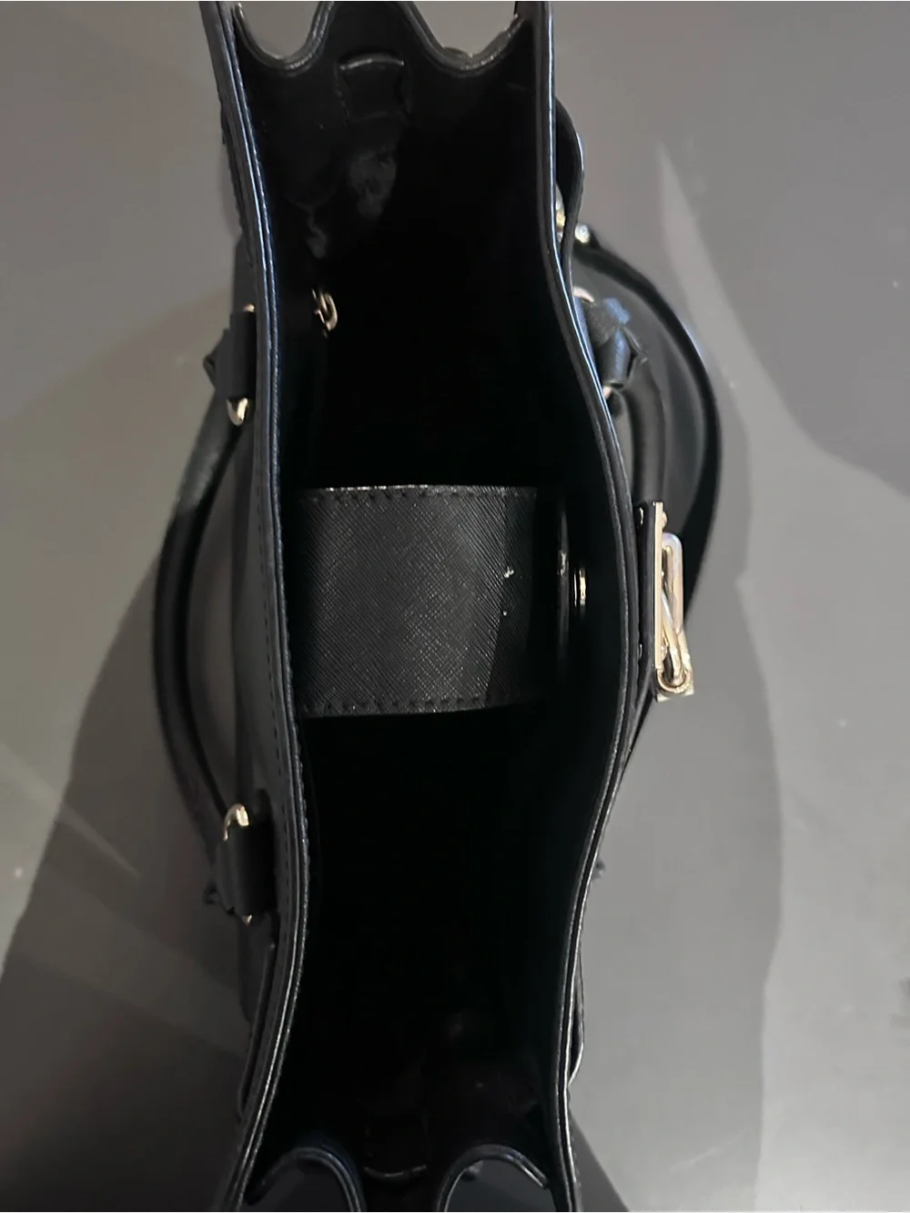 Michael Kors Hamilton Black Saffiano Leather with Gold Accent Lock